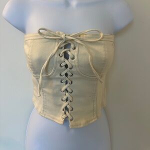 Chic Cream Lace-Up Crop Top